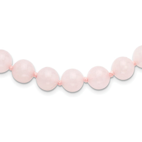 10-10.5mm Smooth Beaded Rose Quartz Necklace w/Sterling S.RH Clasp