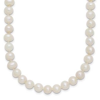 Sterling Silver Rhodium 6-7mm White Freshwater Cultured Pearl Necklace 28 in - Birthstone Company