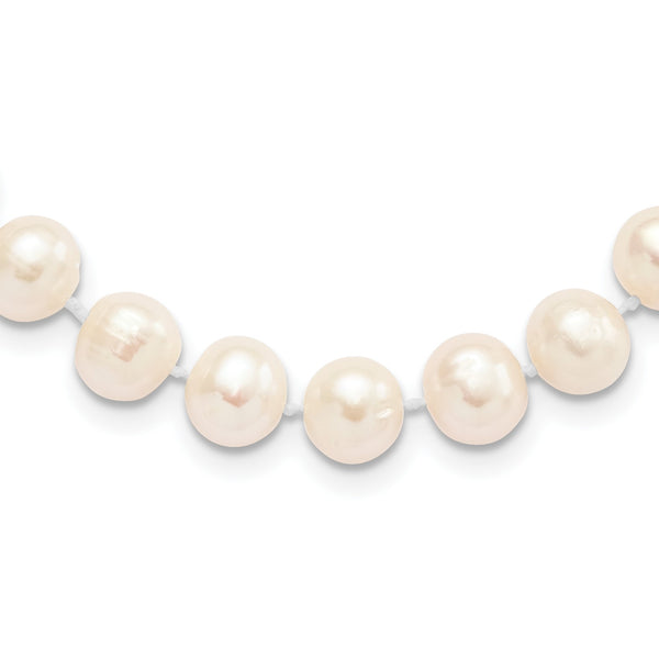 Sterling Silver Rhodium-plated 8-9mm White Near-Round Freshwater Cultured Pearl 16 inch Necklace - Birthstone Company