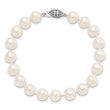 Sterling Silver Rhodium-plated 8-9mm White Near-Round Freshwater Cultured Pearl 16 inch Necklace - Birthstone Company