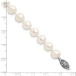 Sterling Silver Rhodium-plated 8-9mm White Near-Round Freshwater Cultured Pearl 16 inch Necklace - Birthstone Company