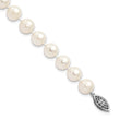 Sterling Silver Rhodium-plated 8-9mm White Near-Round Freshwater Cultured Pearl 16 inch Necklace - Birthstone Company