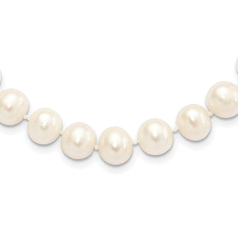 Sterling Silver Rhodium-plated 9-10mm White Near-Round Freshwater Cultured Pearl 16 inch Necklace - Birthstone Company