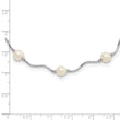 Sterling Silver Rhodium-plated 6-7mm White Near-Round Freshwater Cultured Pearl 18-Station 18 inch Necklace