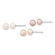 Sterling Silver RH White/Pink/Purple FWC Pearl Neck/Bracelet/Ear Set