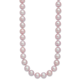 Sterling Silver Rhodium-plated 9-10mm Purple FWC Pearl Necklace 16 in - Birthstone Company