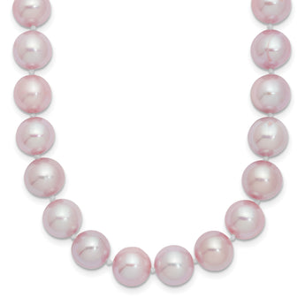 Sterling Silver Rhodium-plated 9-10mm Purple FWC Pearl Necklace 16 in - Birthstone Company