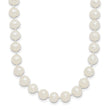 Sterling Silver Rhodium 5-6mm White Freshwater Cultured Pearl Necklace 28 in - Birthstone Company