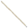 Sterling Silver Rh-p 6-7mm FWC Pearl Necklace 7.25 Brace & 1pc Earring Set