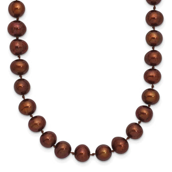Sterling Silver Rhodium-plated 6-7mm Brown Near-Round Freshwater Cultured Pearl 7.25 inch Bracelet - Birthstone Company