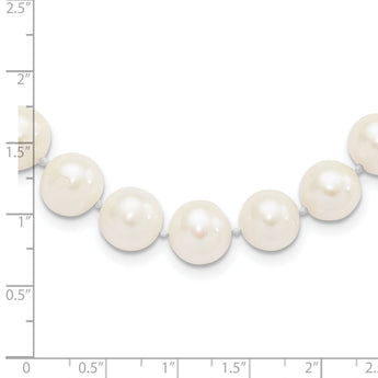 Sterling Silver Rhodium-plated 10-11mm White Near-Round Freshwater Cultured Pearl 16 inch Necklace
