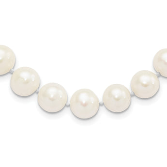 Sterling Silver Rhodium-plated 10-11mm White Near-Round Freshwater Cultured Pearl 16 inch Necklace - Birthstone Company