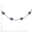 Sterling Silver Pearl Necklace with Black Cultured Freshwater Pearls