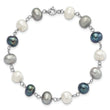 Sterling Silver Rhodium FWC Pearl Necklace/ Bracelet/3pc Earring Set