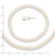 Sterling Silver Rhod-pltd White 6-7mm 3 piece FW Cultured Pearl Set