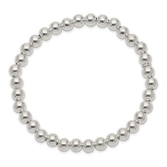 Sterling Silver Polished Bead Stretch Bracelet - Birthstone Company