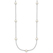 Sterling Silver Rhodium-plated 4-5mm White Near Round Freshwater Cultured Pearl 9-station 16 inch Necklace