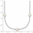 Sterling Silver Rhodium-plated 4-5mm White Near Round Freshwater Cultured Pearl 9-station 16 inch Necklace
