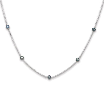 Sterling Silver Peacock Pearl Necklace with Polished Finish