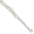 Sterling Silver White FW Cultured Pearl 7.5 inch Bracelet - Birthstone Company