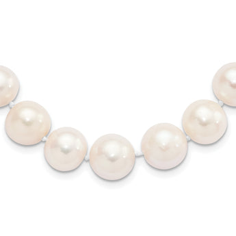 Sterling Silver Rhodium-plated 11-12mm White Near-Round Freshwater Cultured Pearl 18 inch Necklace - Birthstone Company
