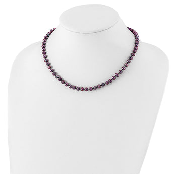 Sterling Silver Rhod-plated 5-6mm Black FWC Pearl Necklace 16 in - Birthstone Company