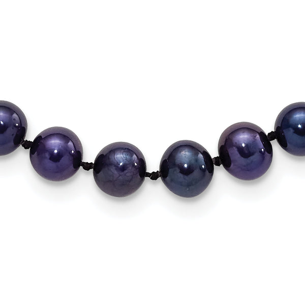 Sterling Silver Rhod-plated 6-7mm Black FWC Pearl Necklace