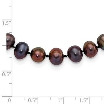 Sterling Silver Rhodium-Plated Black Pearl Necklace Elegant 16-Inch Design by