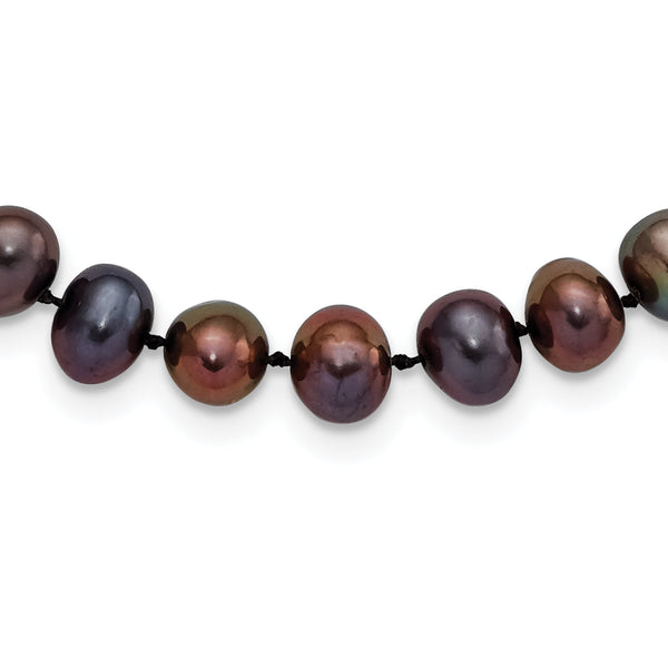 Sterling Silver Rhodium-Plated Black Pearl Necklace Elegant 16-Inch Design by
