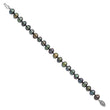 Sterling Silver Rhod-plated 7-8mm Black FW Cultured Pearl Bracelet - Birthstone Company