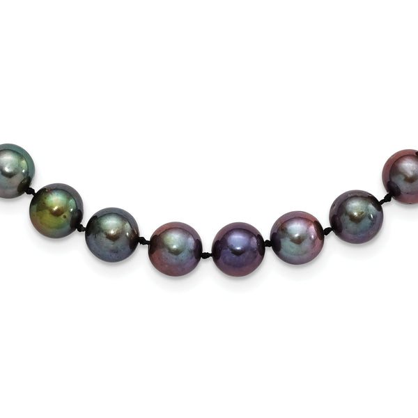 Sterling Silver Pearl Necklace with Polished Black FWC Pearls