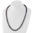 Sterling Silver Rhod-plated 9-10mm Black FWC Pearl Necklace 24 in - Birthstone Company