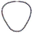 Sterling Silver Rhod-plated 9-10mm Black FWC Pearl Necklace 24 in - Birthstone Company