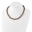 Sterling Silver Rhodium-plated 8-9mm Brown Near-Round Freshwater Cultured Pearl 18 inch Necklace - Birthstone Company