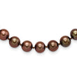 Sterling Silver Rhodium-plated 8-9mm Brown Near-Round Freshwater Cultured Pearl 18 inch Necklace - Birthstone Company