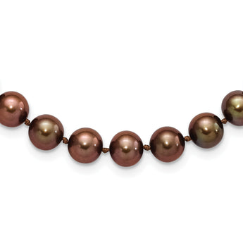 Sterling Silver Rhodium-plated 8-9mm Brown Near-Round Freshwater Cultured Pearl 18 inch Necklace - Birthstone Company