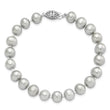 Sterling Silver Rhodium-plated 7-8mm Grey Near-Round Freshwater Cultured Pearl 7.25 inch Bracelet - Birthstone Company