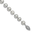 Sterling Silver Rhodium-plated 7-8mm Grey Near-Round Freshwater Cultured Pearl 7.25 inch Bracelet - Birthstone Company