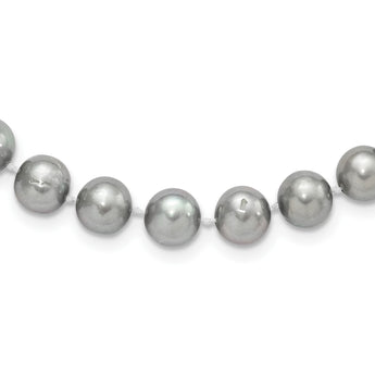 Sterling Silver Rhodium-plated 8-9mm Grey Near-Round Freshwater Cultured Pearl 16 inch Necklace - Birthstone Company