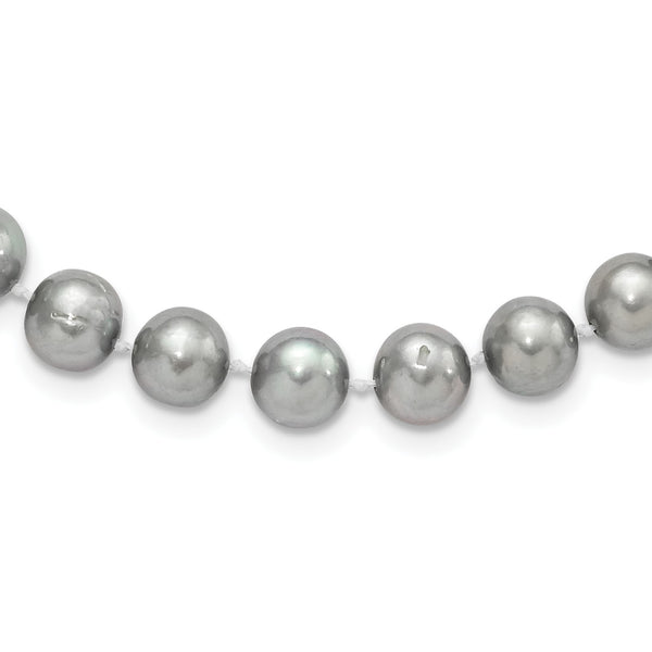 Sterling Silver Rhodium-plated 8-9mm Grey Near-Round Freshwater Cultured Pearl 16 inch Necklace - Birthstone Company