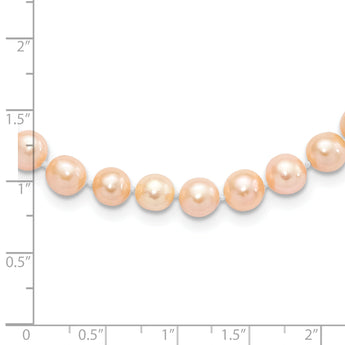 Sterling Silver Rhodium-plated 6-7mm Pink Near-Round Freshwater Cultured Pearl 16 inch Necklace