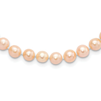 Sterling Silver Rhodium-plated 6-7mm Pink Near-Round Freshwater Cultured Pearl 16 inch Necklace
