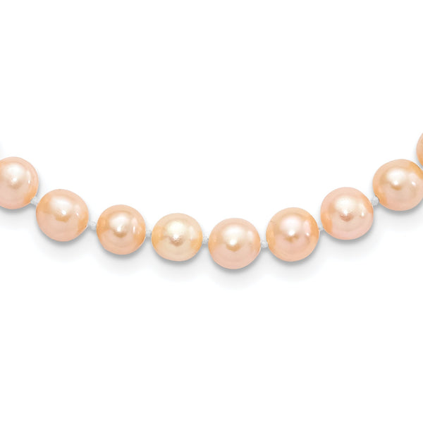 Sterling Silver Rhodium-plated 6-7mm Pink Near-Round Freshwater Cultured Pearl 16 inch Necklace