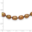 Sterling Silver Rhodium 7-8mm Brown FWC Rice Pearl Necklace