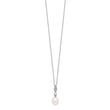 Sterling Silver Rhodium-plated 8-9mm FWC Pearl CZ Necklace/Earring Set