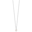 Sterling Silver Rhodium-plated 7-8mm FWC Pearl CZ Necklace/Earring Set