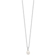 Sterling Silver Rhodium-plated FWC Pearl Necklace/Stud Earring Set