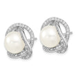 Sterling Silver Rhodium-plated 10-12mm FWC Pearl CZ Necklace/Earring Set
