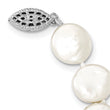 Sterling Silver Rhodium-plated 10-11mm White Coin Freshwater Cultured Pearl 18 inch Necklace