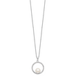 Sterling Silver Rhodium-plated 8-9mm White Button Freshwater Cultured Pearl and CZ 17 inch Necklace
